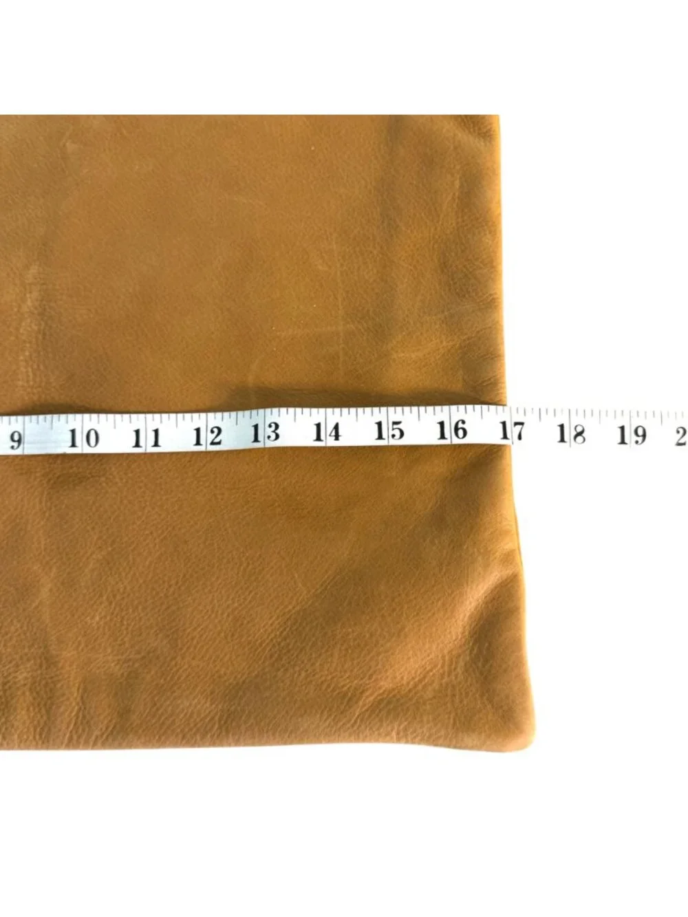 Clare V. Clare Vivier XL Leather Foldover Clutch Tan Turquoise Mint Inside EUC
